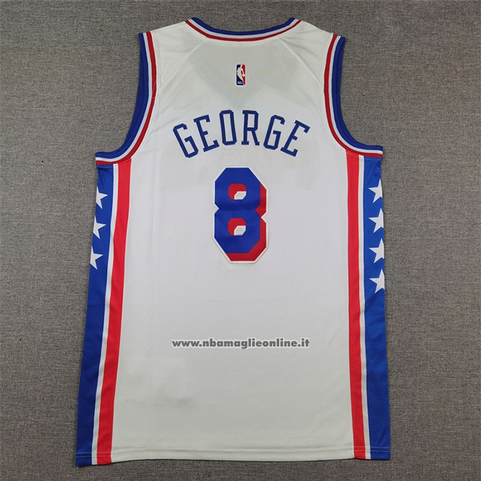 Maglia Philadelphia 76ers Paul George #8 Association 2024-25 Bianco